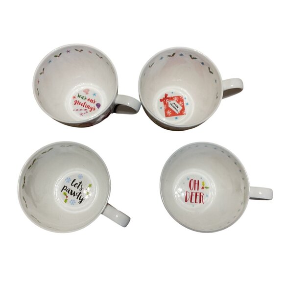 NWT Portobello By Design English Christmas Mugs 4 Set Bone China Festive Gift - Picture 2 of 11